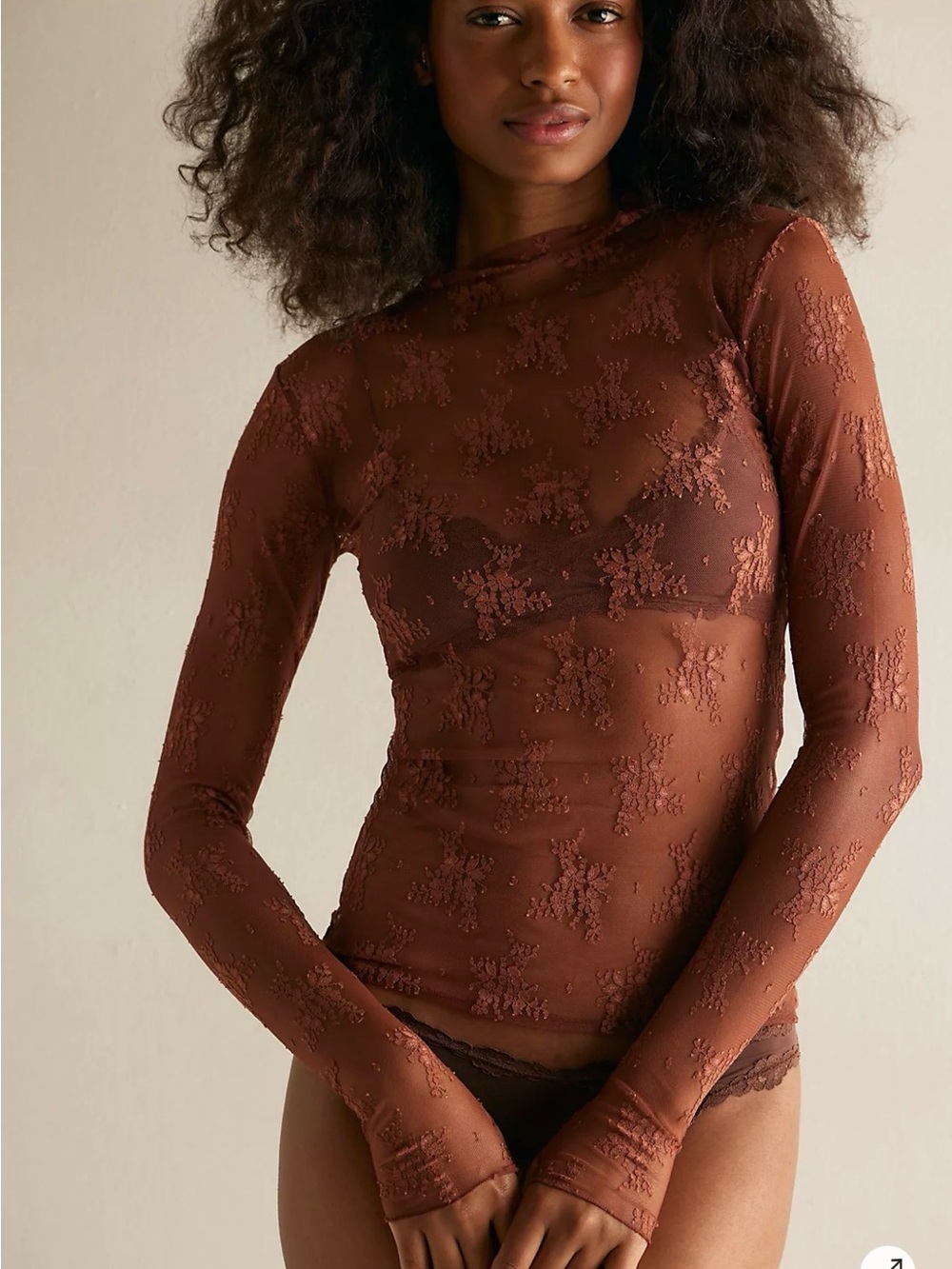 Free People Intimately Rose Lady Lux Floral Lace Layering Top Size XS Feminine